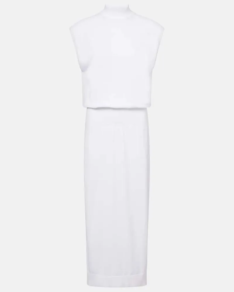 Alaïa Alaïa Midikleid Column aus Baumwolle Weiß