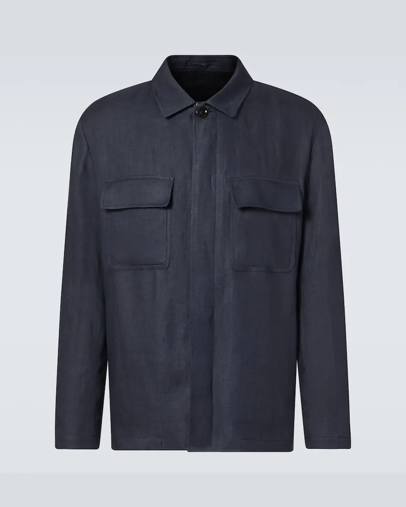 LARDINI Hemdjacke aus Leinen Blau