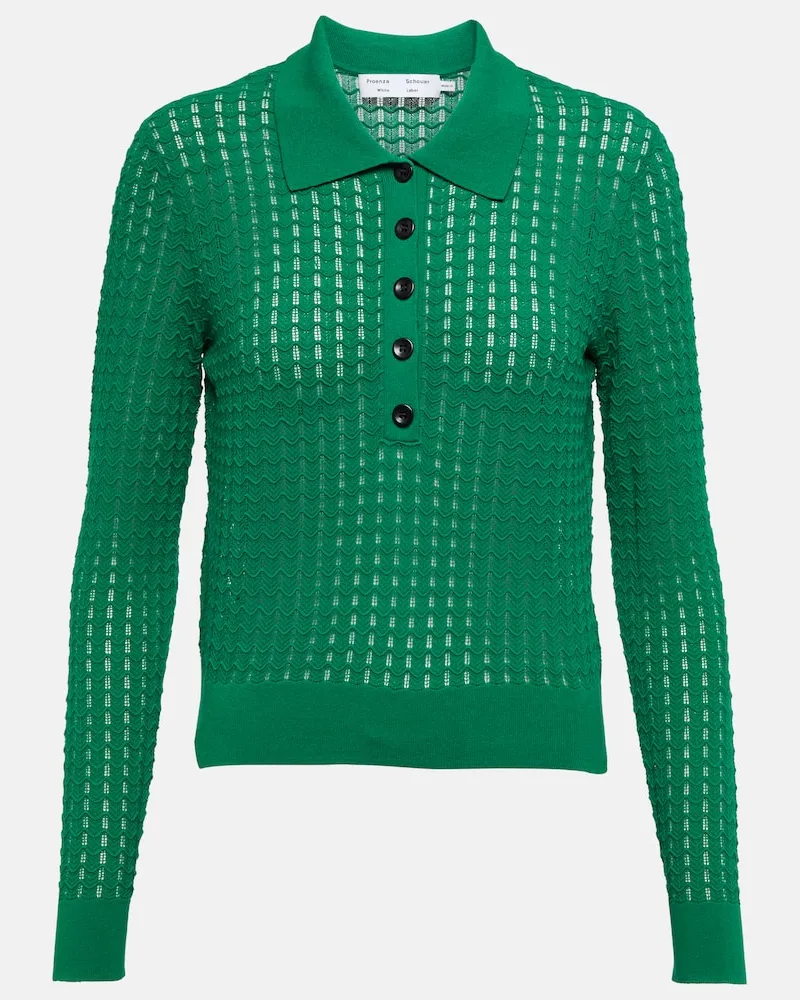 Proenza Schouler White Label Polopullover aus einem Baumwollgemisch Grün