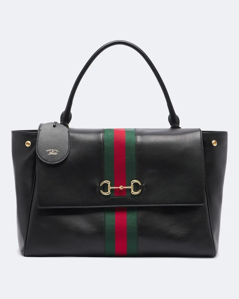 Gucci Schultertasche Paparazzo Large aus Leder Schwarz