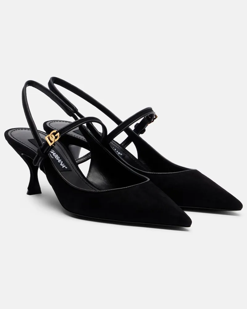 Dolce & Gabbana Slingback-Pumps DG aus Veloursleder Schwarz