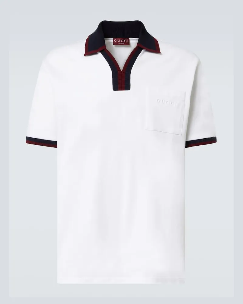 Gucci Polohemd aus Baumwoll-Piqué Weiß