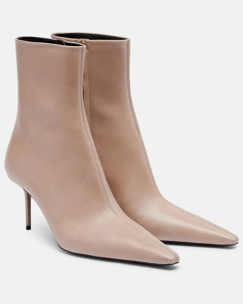 Saint Laurent Ankle Boots Ashley 75 aus Leder Beige