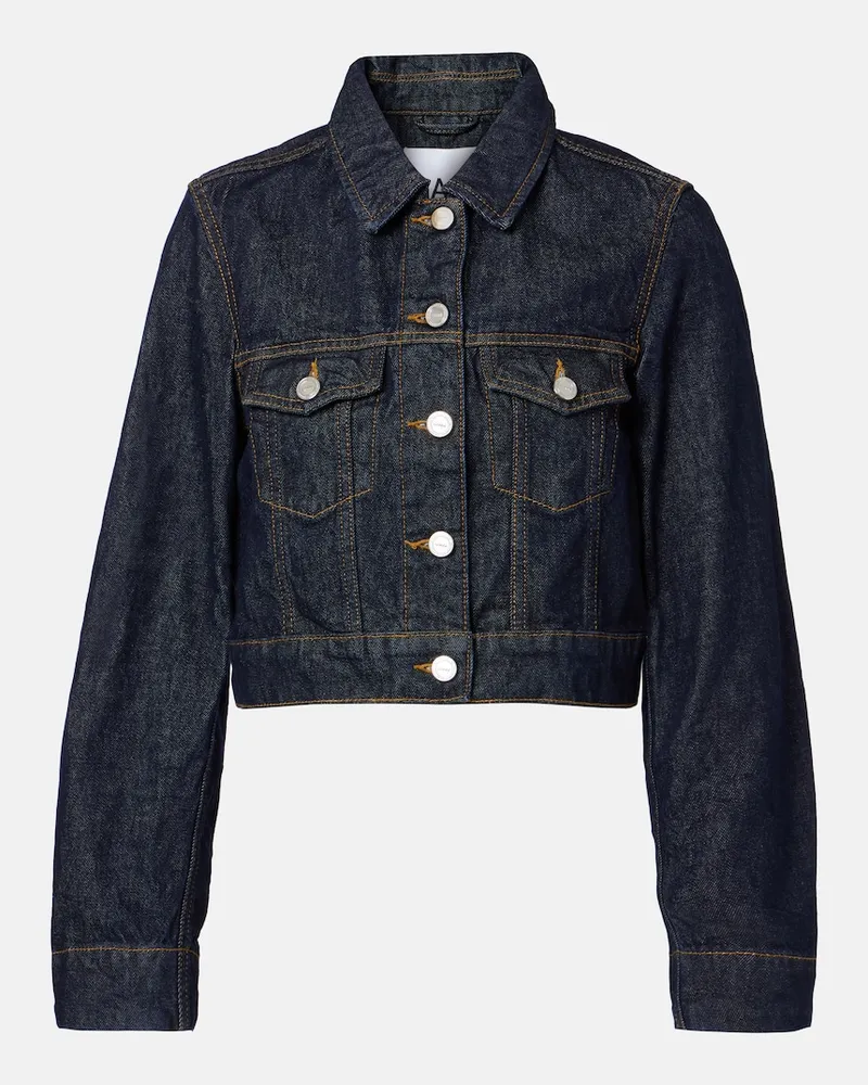 Ganni Cropped-Jeansjacke Blau