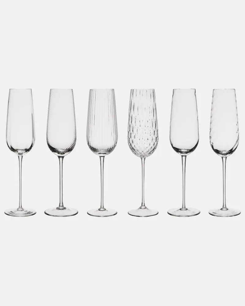 NasonMoretti Set Tolomeo aus sechs Champagnerflöten Transparent