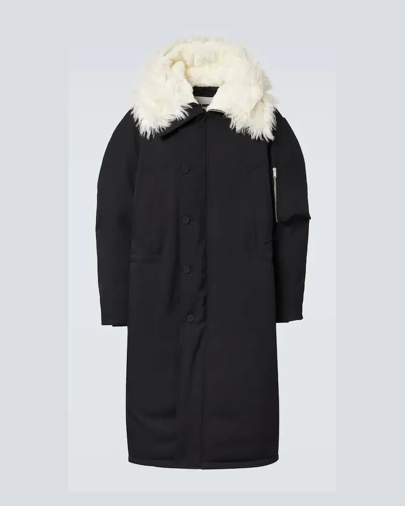 Jil Sander Daunenjacke mit Faux Fur Schwarz
