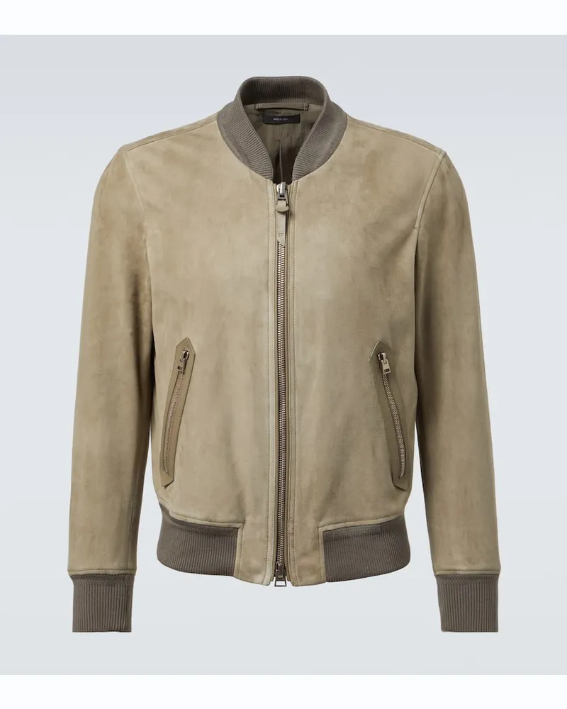 Tom Ford Bomberjacke aus Veloursleder Grün