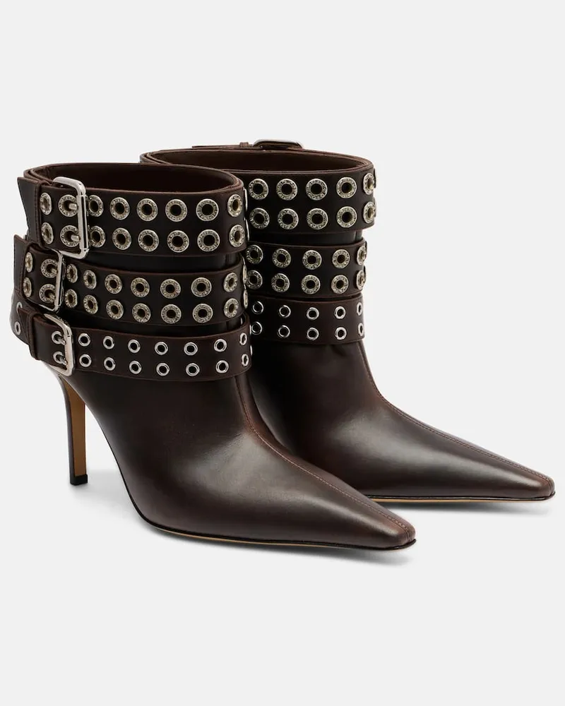 Mach & Mach Ankle Boots Buckle Belt 95 aus Leder Braun
