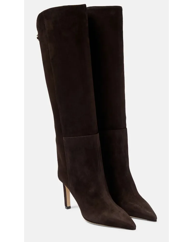 Jimmy Choo Stiefel Alizze aus Veloursleder Braun