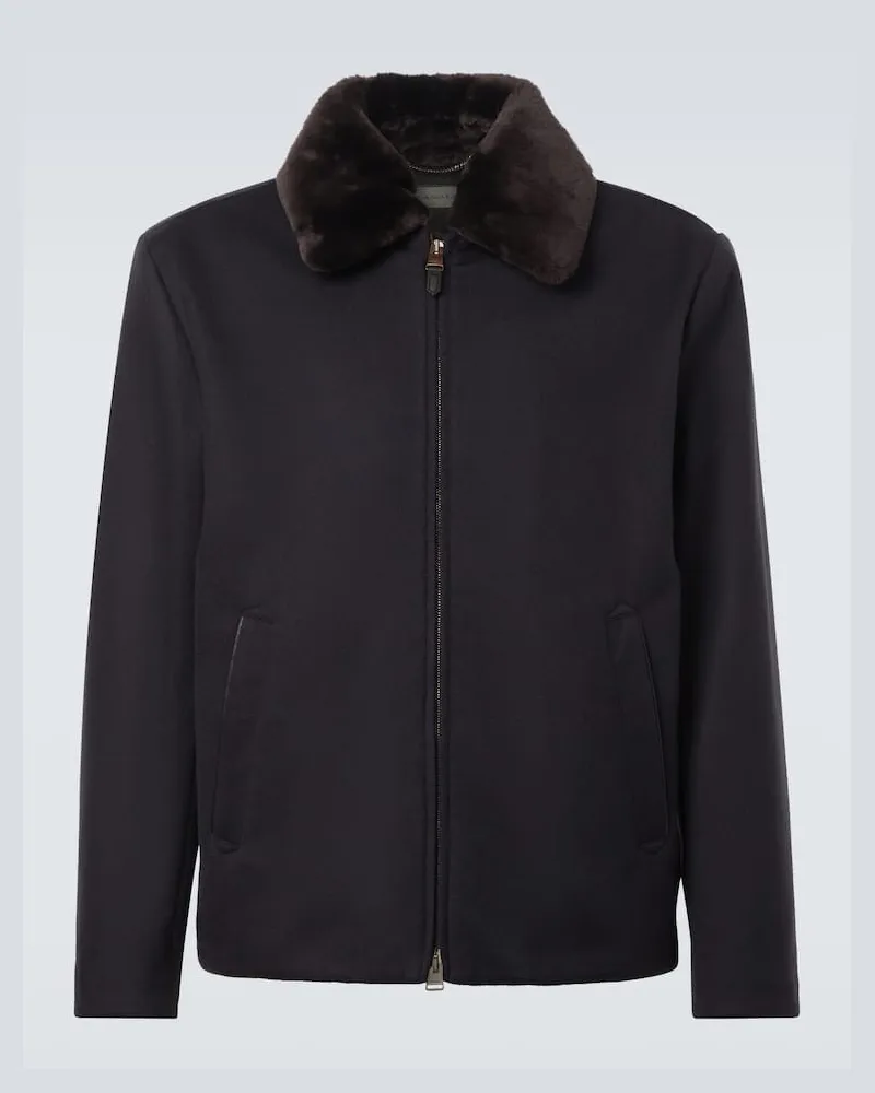 Canali Jacke aus Kaschmir mit Shearling Schwarz