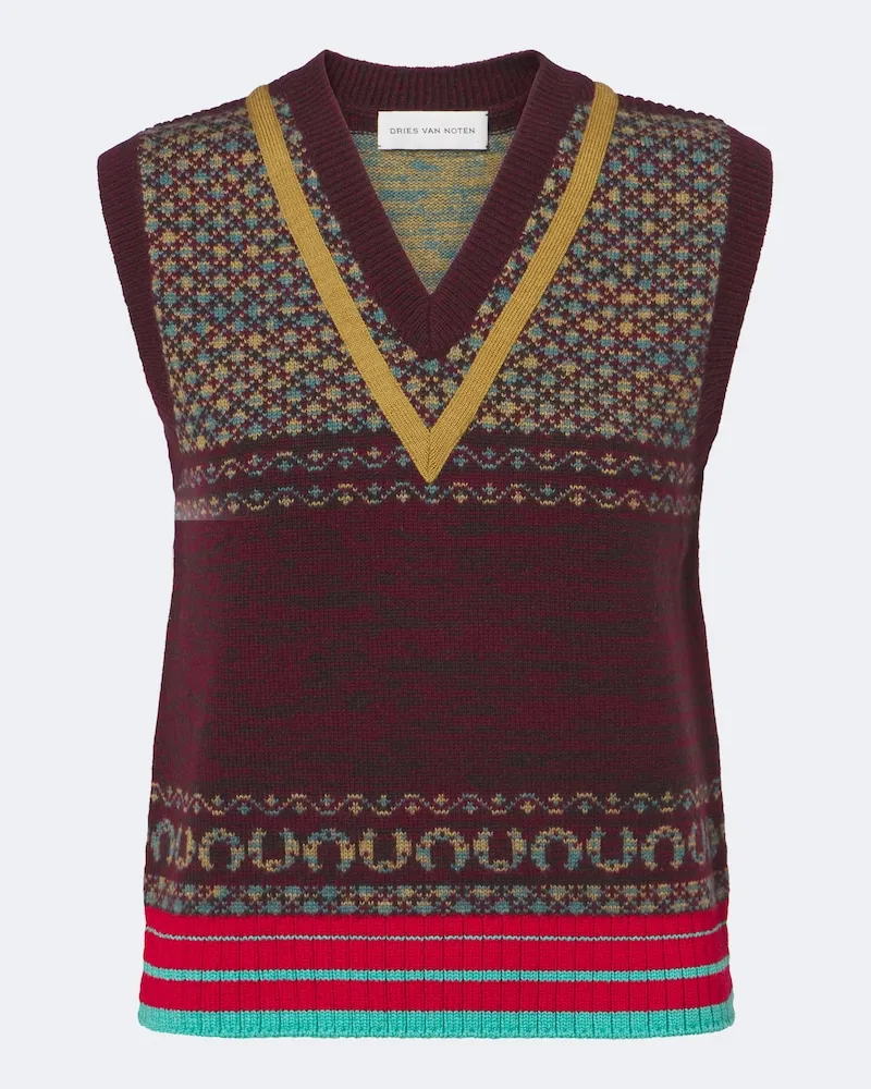 Dries van Noten Pullunder aus Jacquard-Strick Multicolor