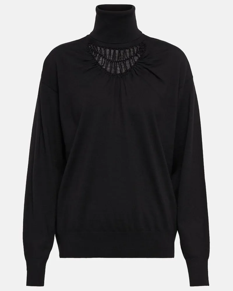 Dries van Noten Rollkragenpullover aus Wolle Schwarz