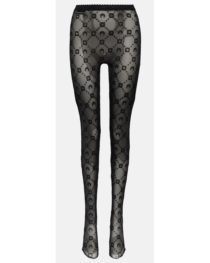 Marine Serre Strumpfhose Crescent Moon aus Jacquard Schwarz