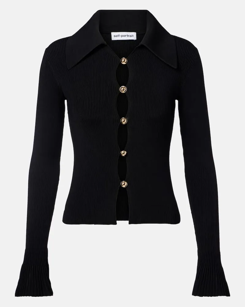 Self-Portrait Top aus Strick Schwarz