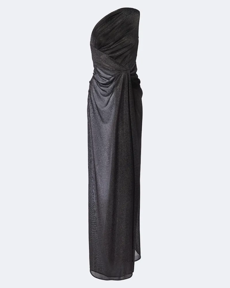 Dolce & Gabbana One-Shoulder-Robe aus Lamé Silber
