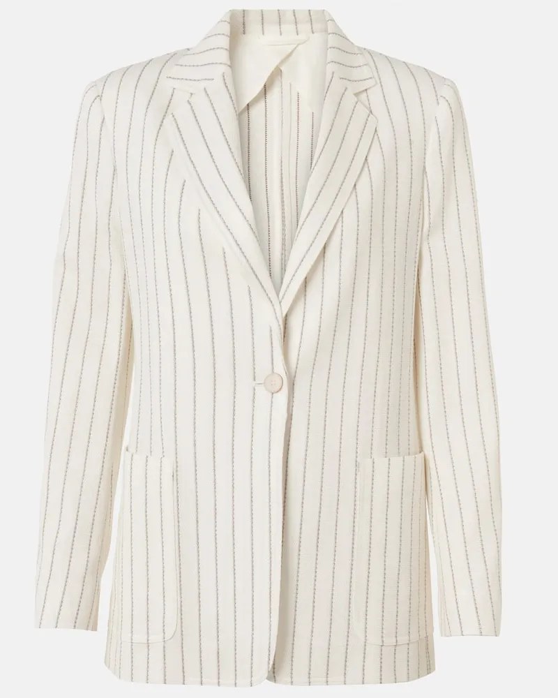 Max Mara Blazer Jadi aus Baumwolle und Leinen Neutral