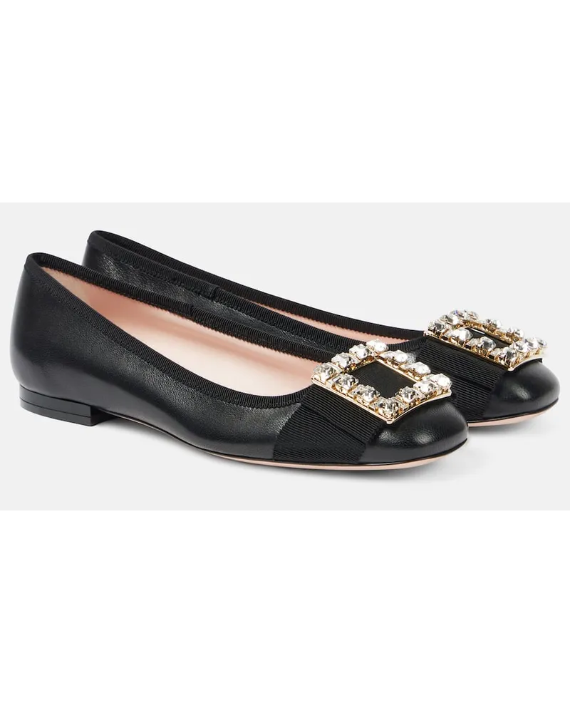 Roger Vivier Verzierte Ballerinas Tres Vivier aus Leder Schwarz