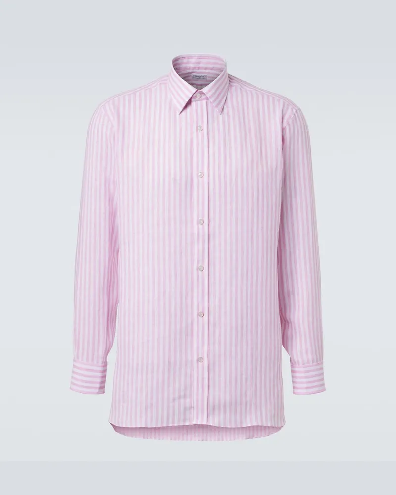 Charvet Hemd aus Leinen Rosa