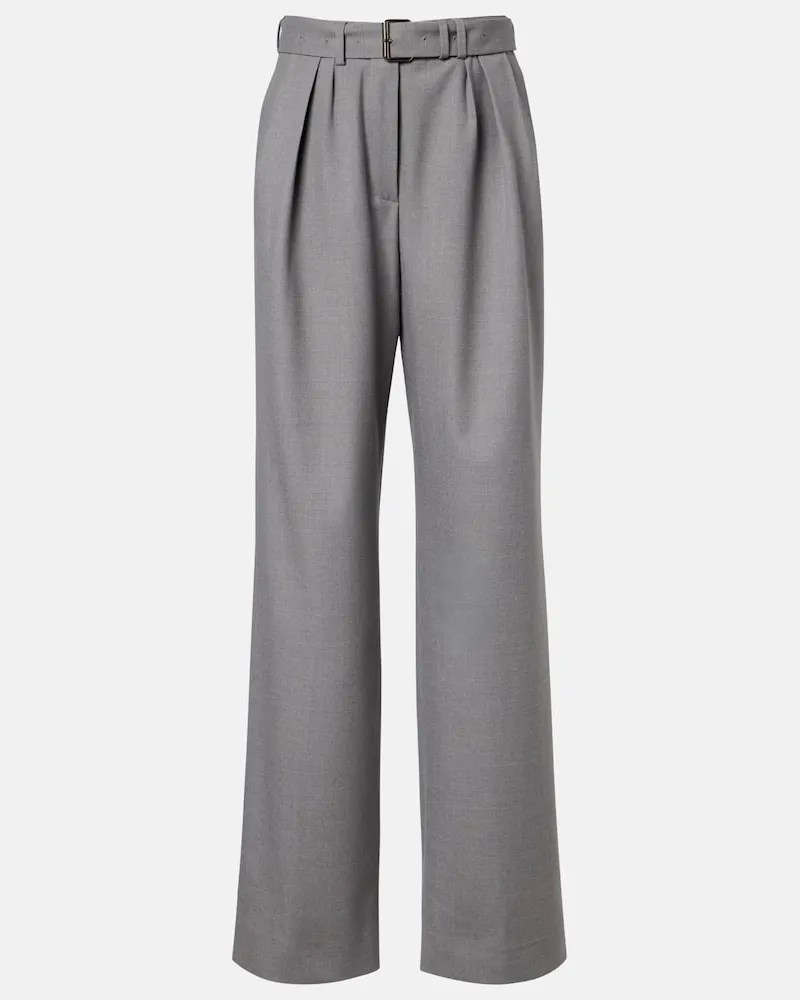 Dries van Noten Weite Hose aus einem Wollgemisch Grau