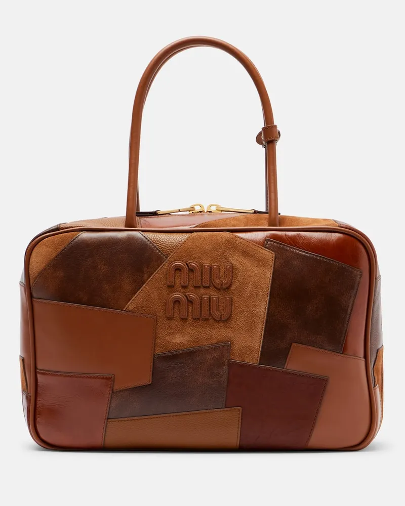 Miu Miu Tote Bag aus Leder mit Veloursleder Braun