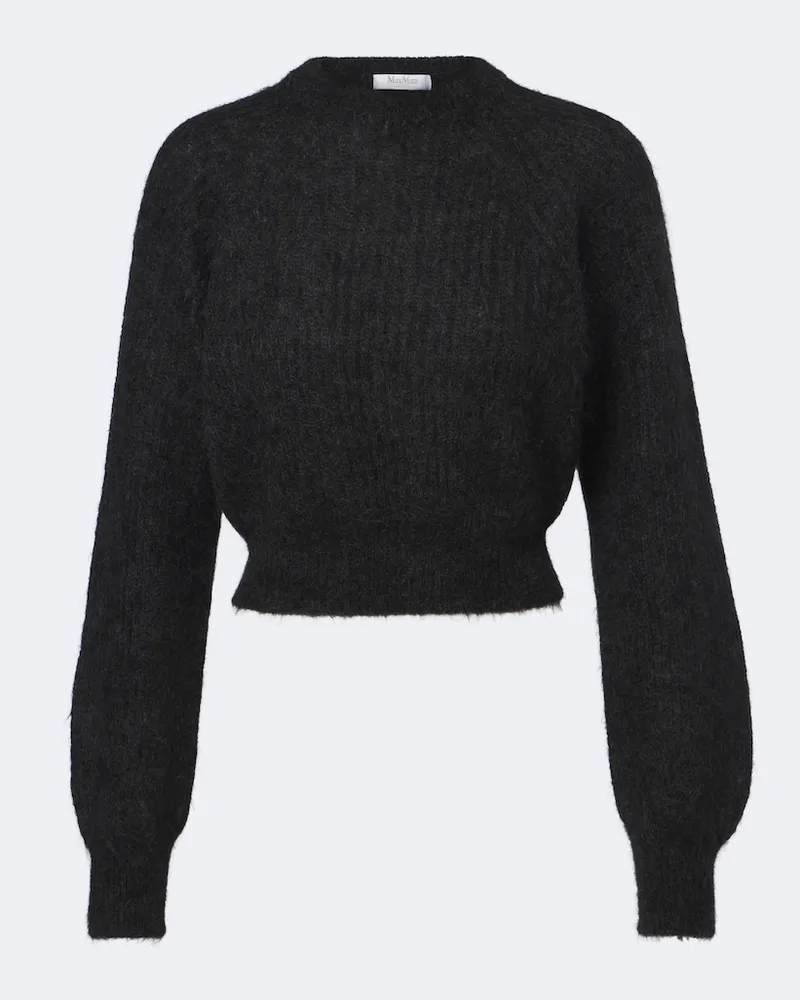 Max Mara Cropped-Pullover aus einem Mohairgemisch Grau