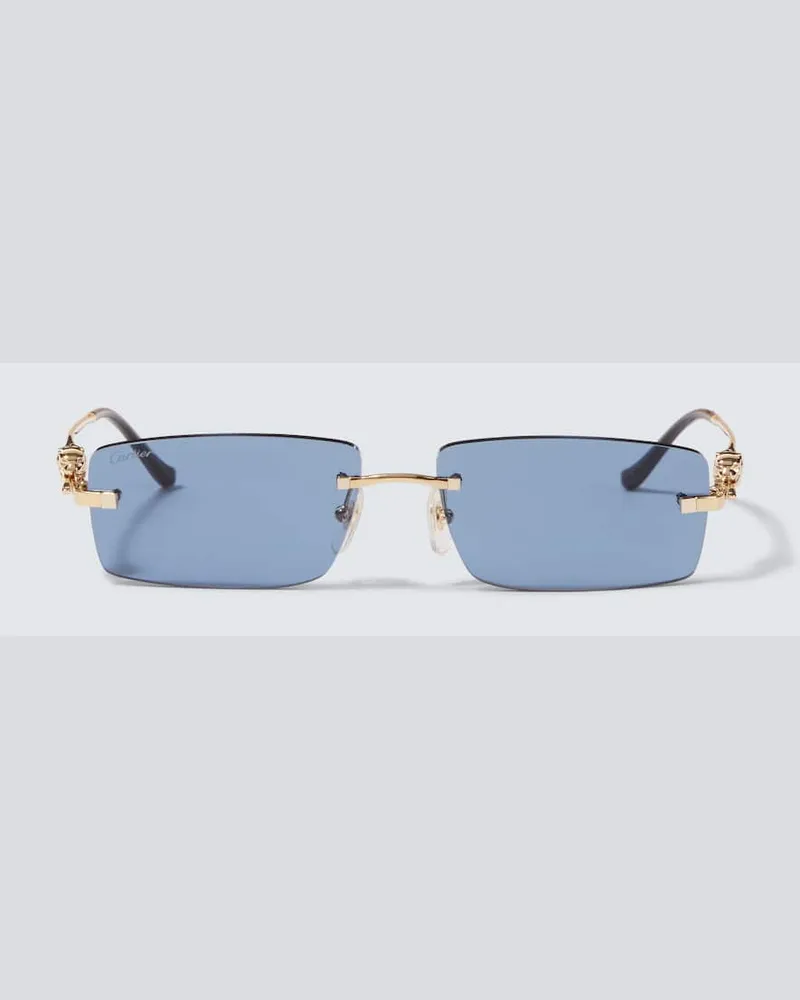 Cartier Eckige Sonnenbrille Panthère De Cartier Gold