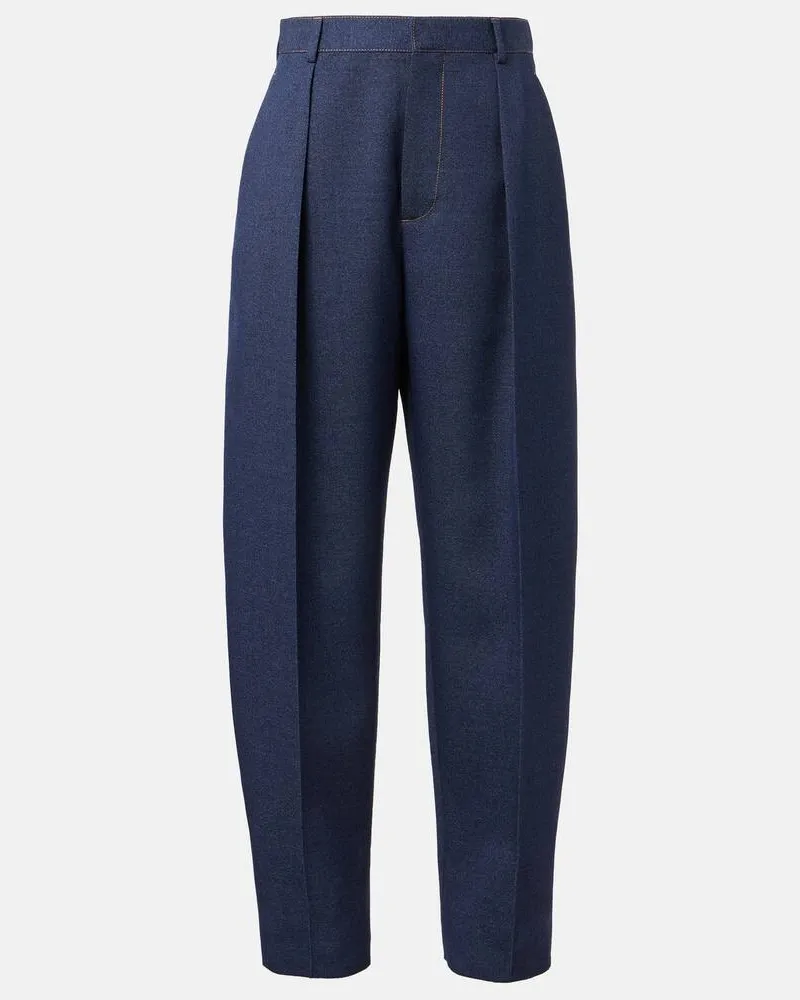 Bottega Veneta Gerade Hose aus Wolle Blau