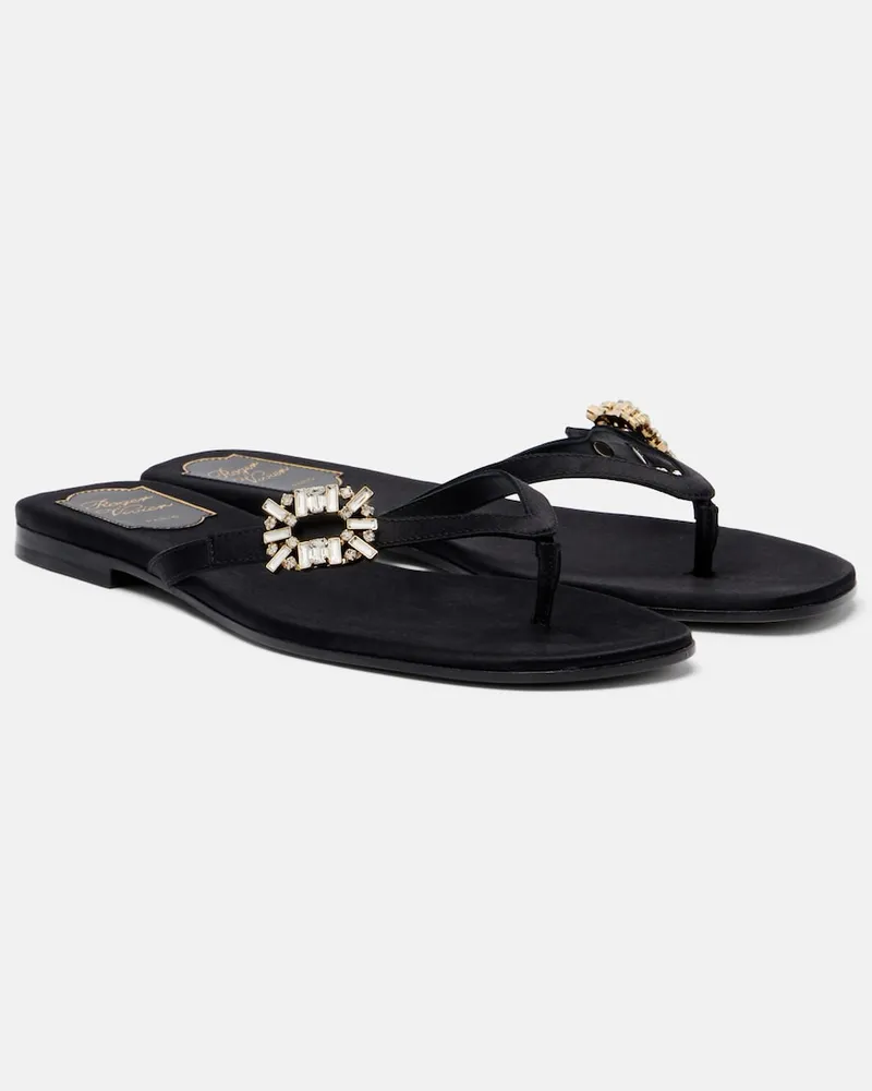 Roger Vivier Verzierte Sandalen aus Satin Schwarz