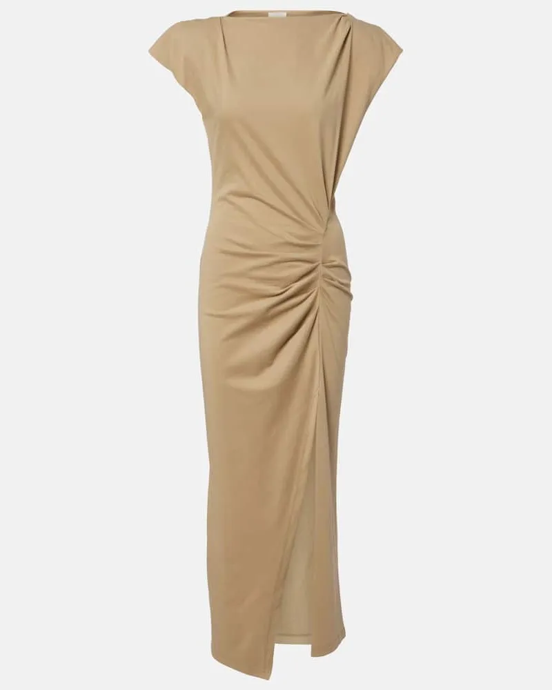Isabel Marant Midikleid Nadela aus Baumwoll-Jersey Beige