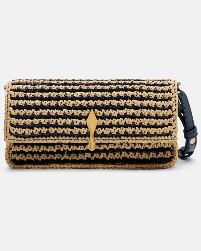 Christian Louboutin Clutch Bettina Mini aus Raffiabast Beige