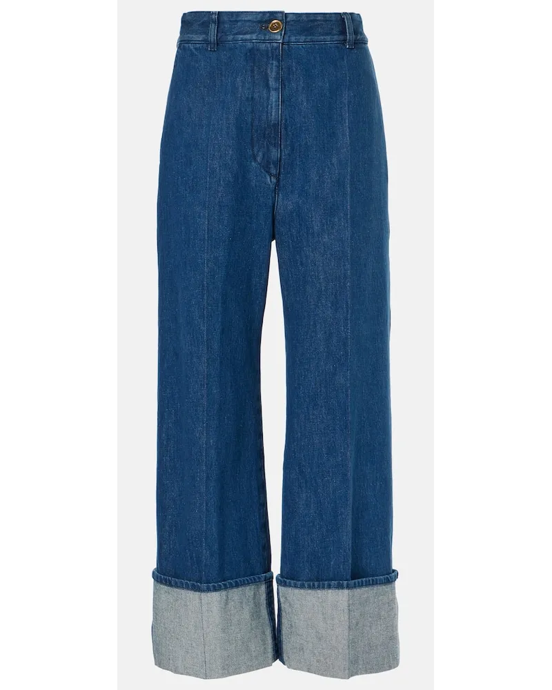 Patou Cropped Wide-Leg Jeans Blau