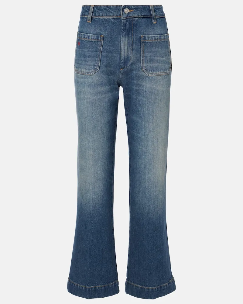 Victoria Beckham Cropped Flared Jeans Alina Blau