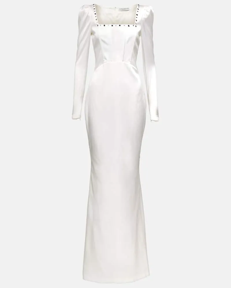 Alessandra Rich Robe aus einem Seidengemisch Weiß