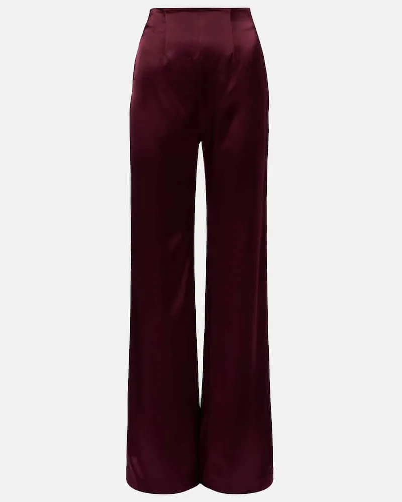 GALVAN Weite Hose Sister Moon aus Satin Burgund