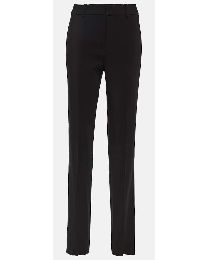 Saint Laurent Gerade Low-Rise-Hose aus Gabardine Schwarz