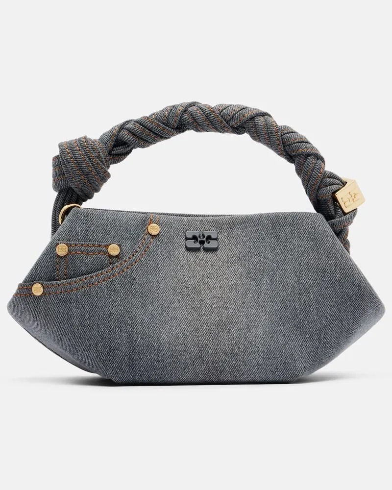 Ganni Henkeltasche Bou Mini aus Denim Grau