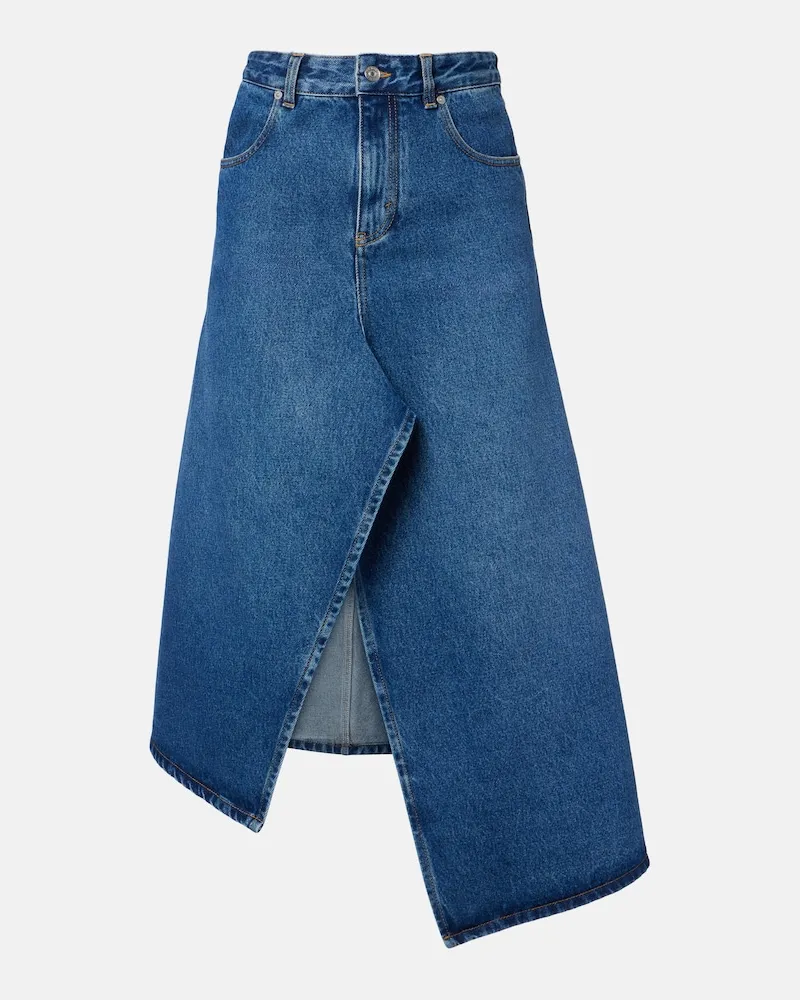 Victoria Beckham Asymmetrischer Midirock aus Denim Blau