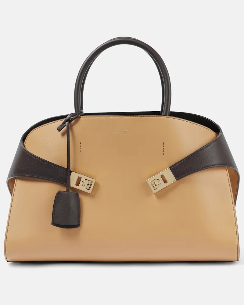 Ferragamo Tote Hug Medium aus Leder Braun