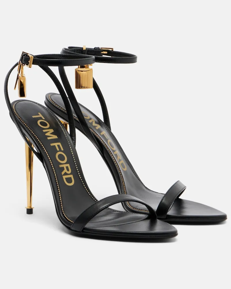 Tom Ford Verzierte Sandalen Padlock aus Leder Schwarz