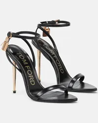 Tom Ford Verzierte Sandalen Padlock aus Leder Schwarz