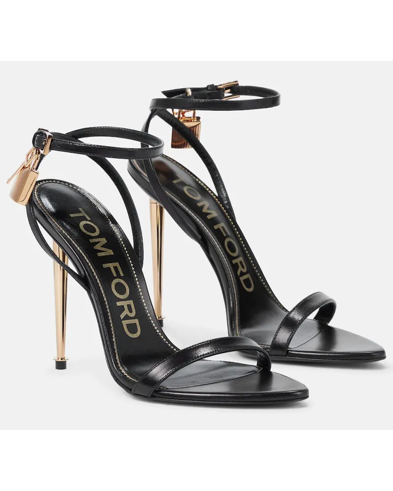 Tom Ford Verzierte Sandalen Padlock aus Leder Schwarz