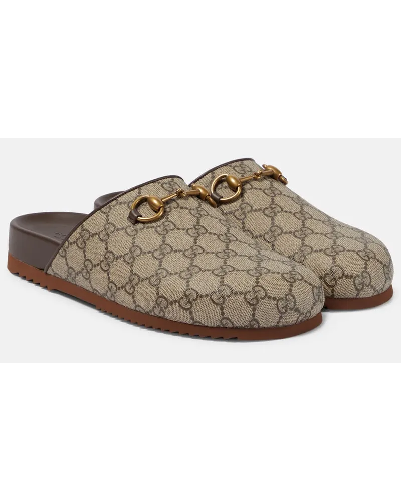 Gucci Slippers GG Supreme Horsebit Beige