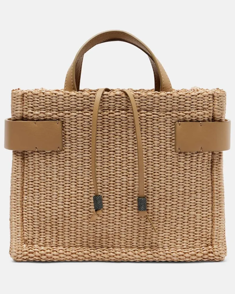 Brunello Cucinelli Tote Bag Essence Large aus Raffiabast Beige