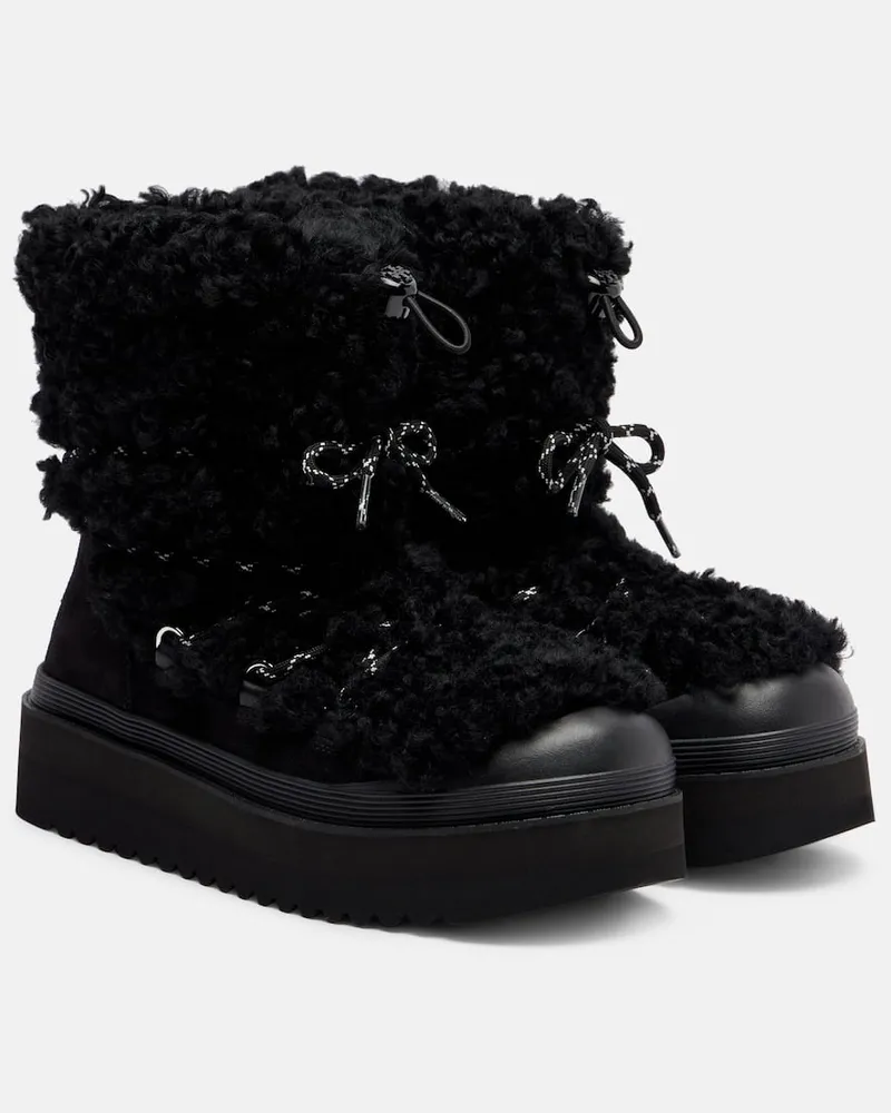 Tory Burch Stiefel Mellow aus Shearling und Veloursleder Schwarz