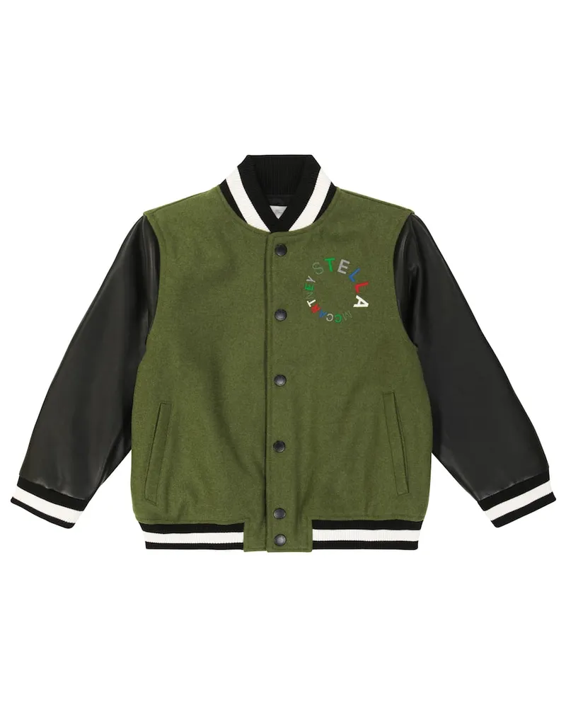 Stella McCartney Kids Collegejacke aus einem Wollgemisch Grün