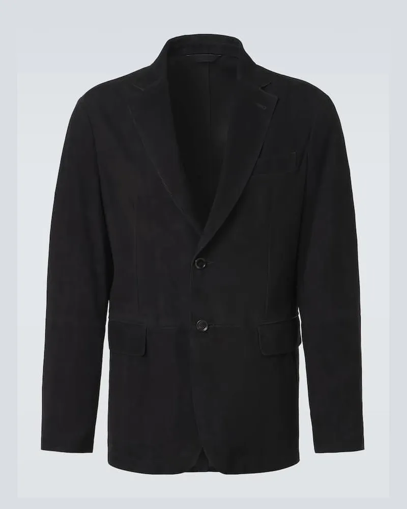 Brioni Blazer Monti aus Veloursleder Schwarz