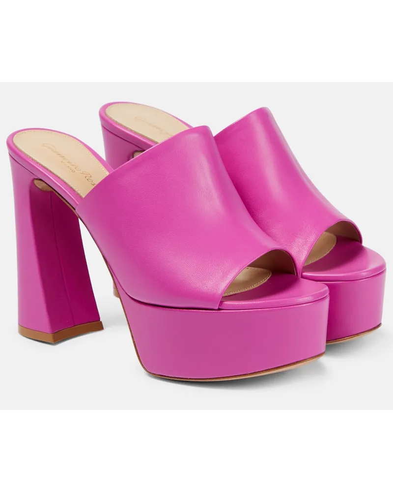 Gianvito Rossi Plateau-Pantoletten Holly aus Leder Pink