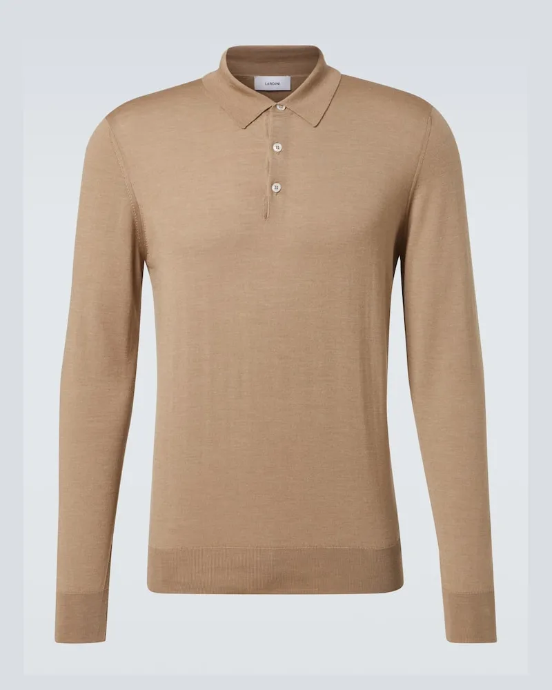 LARDINI Polopullover aus Wolle, Seide und Kaschmir Beige