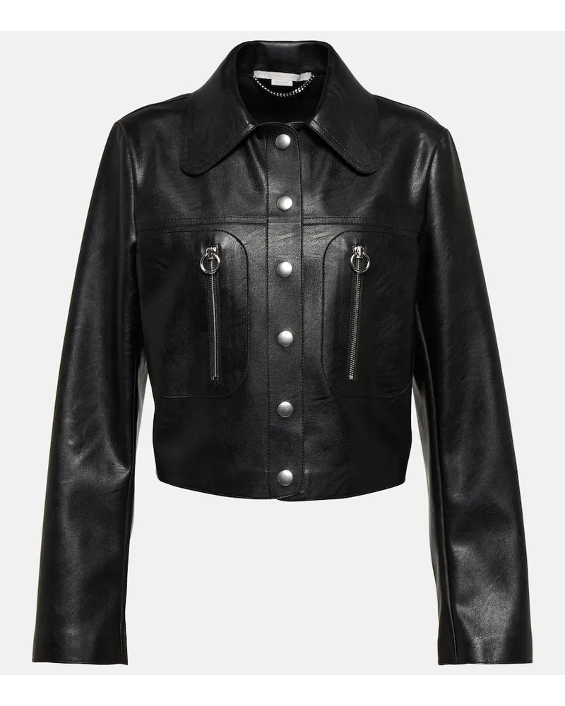 Stella McCartney Hemdjacke aus Lederimitat Schwarz