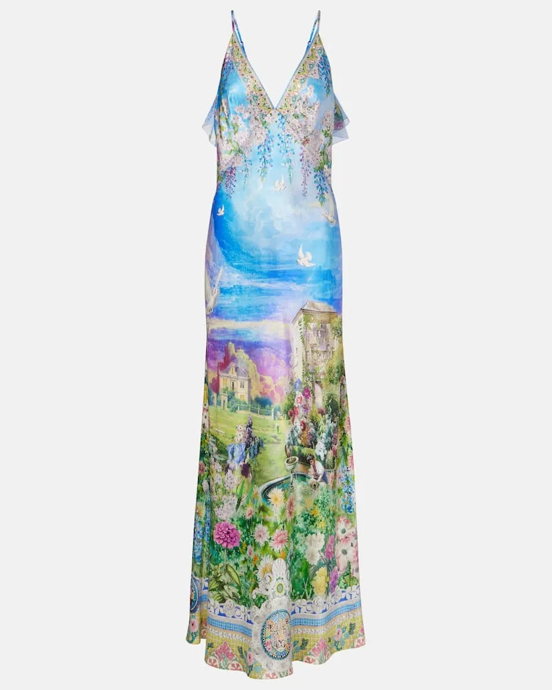 Camilla Bedrucktes Slipdress aus Seide Multicolor